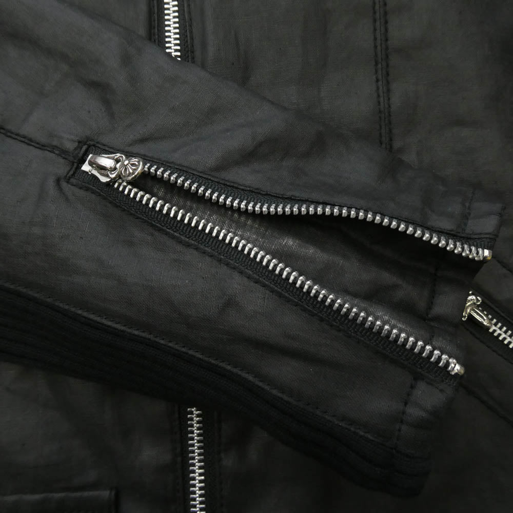 CHROME HEARTS クロムハーツ（原本無） ダガー&クロスボールダブルジップ バックスクロールラベル コーティング パデッド フーデッド ブルゾン ジャケット ブラック系 SM【中古】