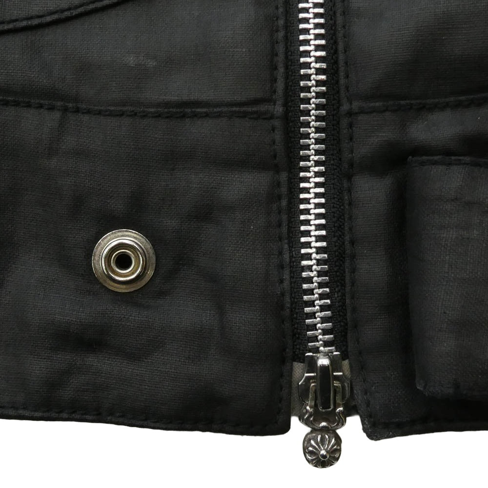 CHROME HEARTS クロムハーツ（原本無） ダガー&クロスボールダブルジップ バックスクロールラベル コーティング パデッド フーデッド ブルゾン ジャケット ブラック系 SM【中古】