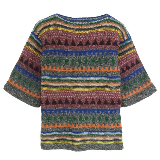 山本寛斎 80～90s 顔タグ ショートスリーブ 半袖 ニット マルチカラー系 サイズ表記無【中古】