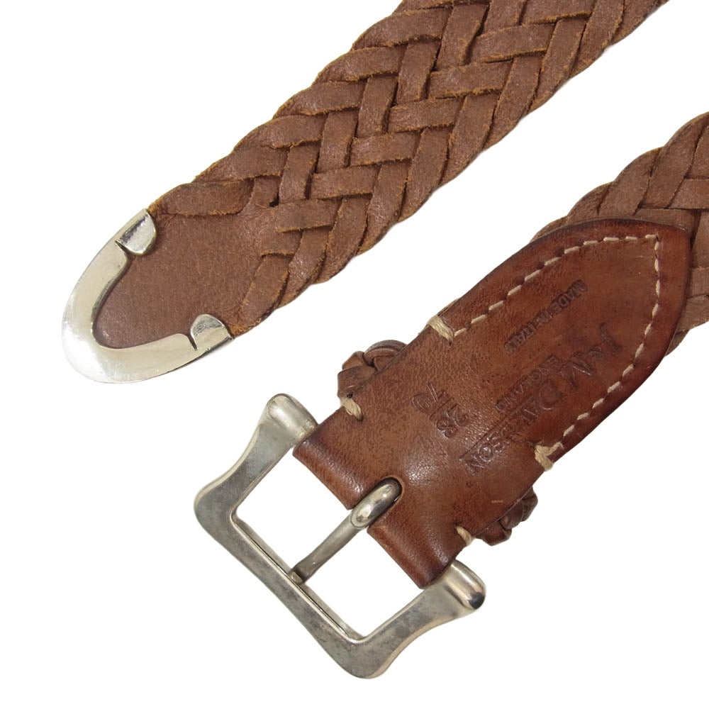 J&M Davidson ジェイアンドエムデヴィッドソン レザー メッシュ 編み込み ベルト ブラウン系 28インチ【中古】