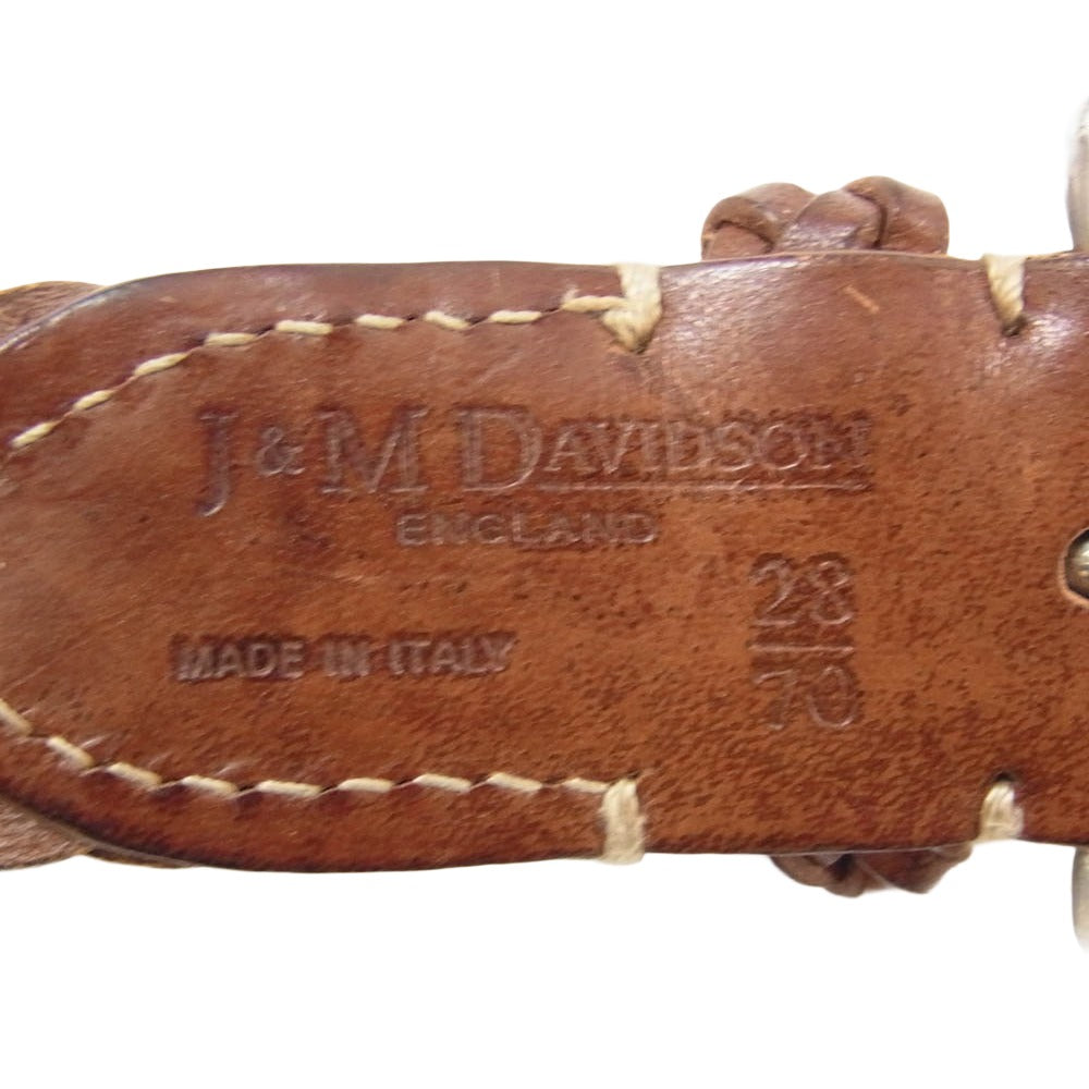 J&M Davidson ジェイアンドエムデヴィッドソン レザー メッシュ 編み込み ベルト ブラウン系 28インチ【中古】