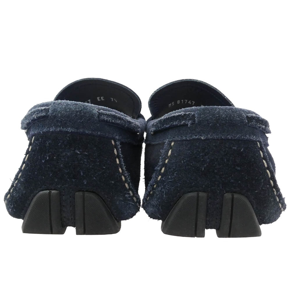 Salvatore Ferragamo サルヴァトーレフェラガモ ガンチーニストラップ スエード ドライビング シューズ ネイビー系 7.5EE【中古】