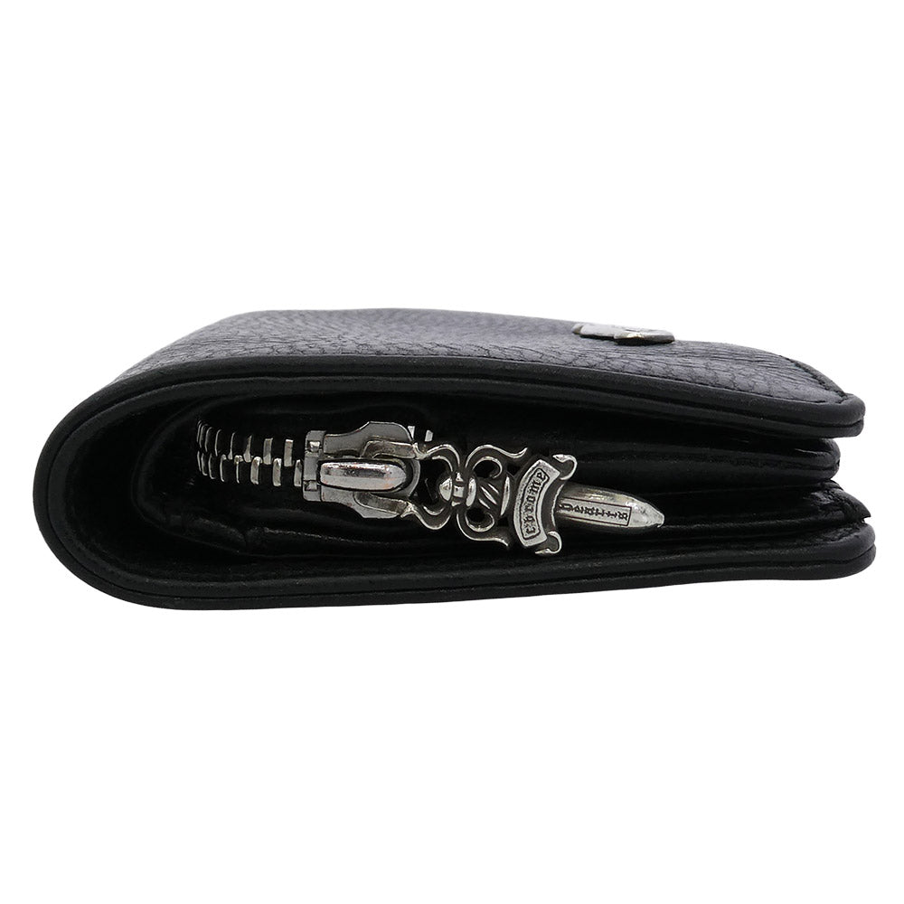 CHROME HEARTS クロムハーツ（原本無） JOEY ジョーイ スクロールラベル レザー ウォレット 財布 ブラック系【中古】