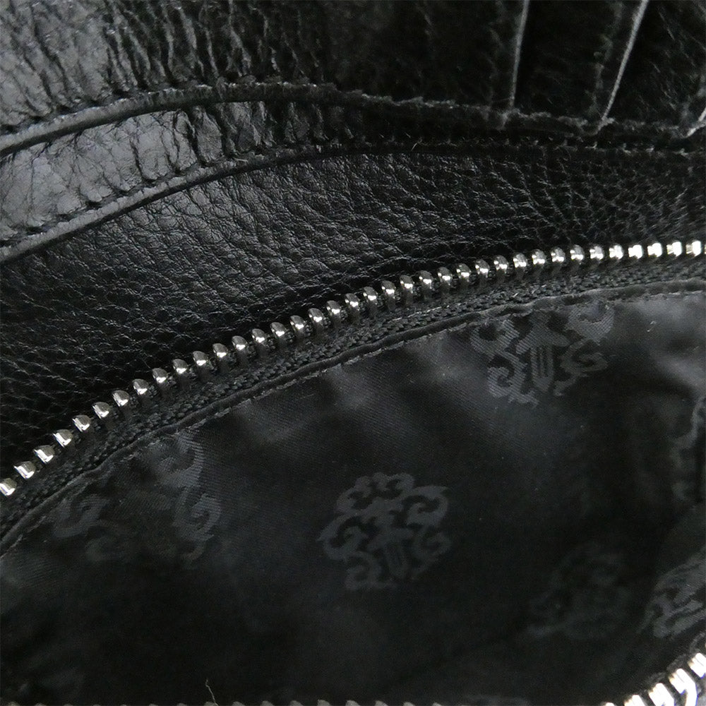 CHROME HEARTS クロムハーツ（原本無） JOEY ジョーイ スクロールラベル レザー ウォレット 財布 ブラック系【中古】