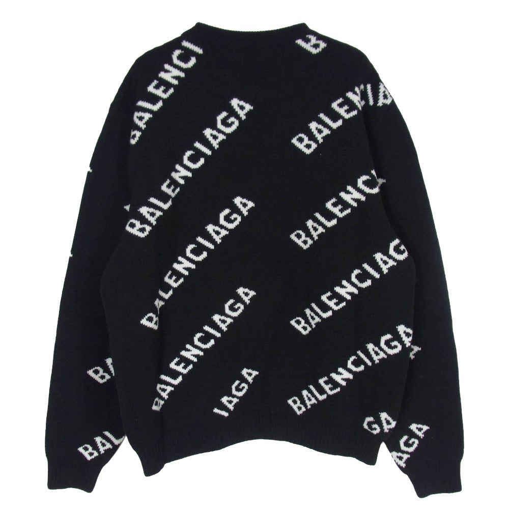 BALENCIAGA バレンシアガ 20AW 648433 オールオーバーロゴ セーター ニット ブラック系 L【中古】