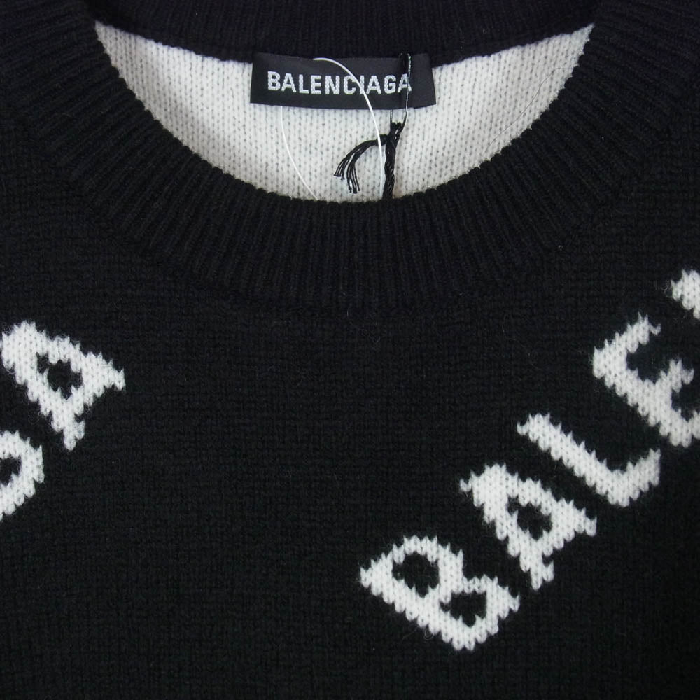 BALENCIAGA バレンシアガ 20AW 648433 オールオーバーロゴ セーター ニット ブラック系 L【中古】