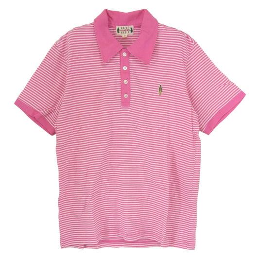 WACKO MARIA ワコマリア マリアワッペン ボーダー 半袖 ポロシャツ ピンク系 M【中古】
