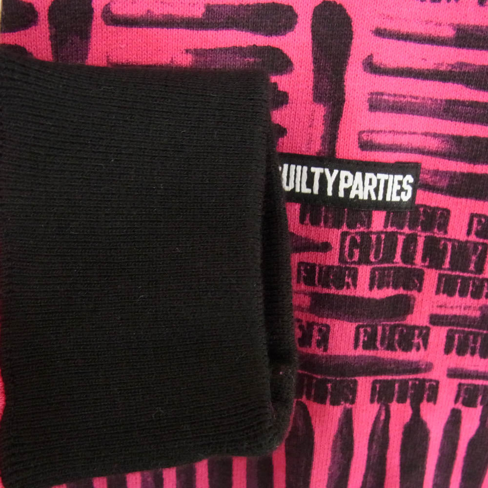 WACKO MARIA ワコマリア FUCK THIS LIFE 総柄 ジップアップ フーディー パーカー ピンク系 S【中古】