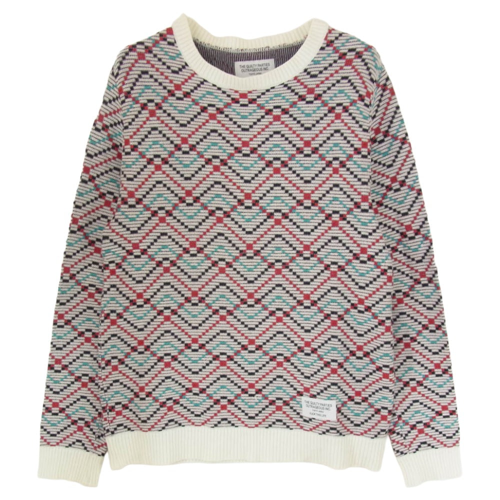 WACKO MARIA ワコマリア 14SS 14SS-KNT-32 クルーネック 長袖 サマー ニット マルチカラー系 M【中古】