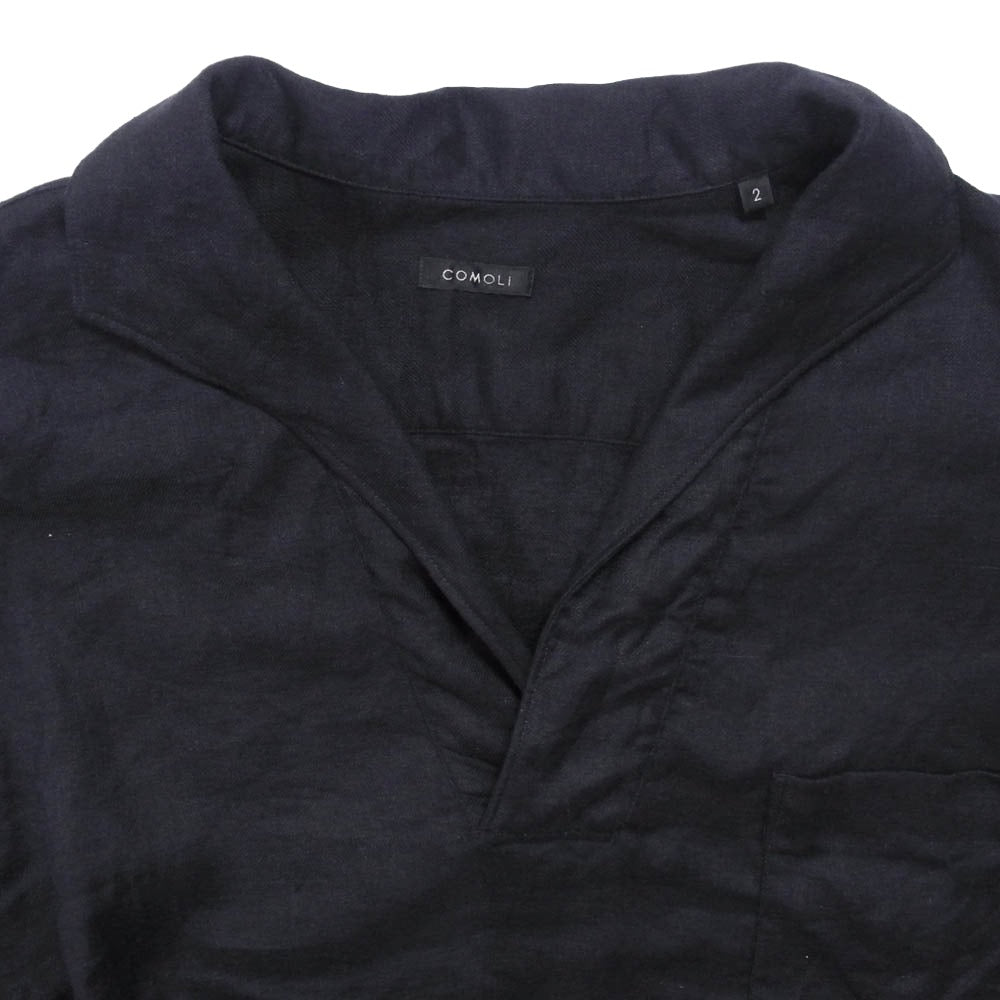COMOLI コモリ 23SS X01-02023 リネンツイル スキッパーシャツ ダークネイビー系 2【中古】