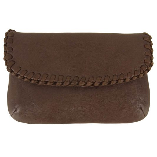 genten ゲンテン 44872-56 ギャランティ付属 ウールシープ レザー マルチケース ポーチ ブラウン系【中古】