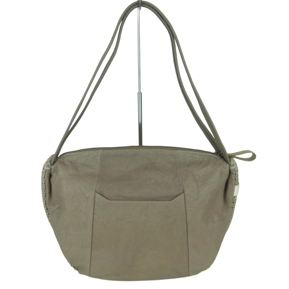 genten ゲンテン 44957-20 ギャランティ付属 アマカ レザー ショルダー バッグ グレイッシュベージュ系【中古】