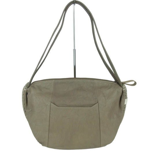 genten ゲンテン 44957-20 ギャランティ付属 アマカ レザー ショルダー バッグ グレイッシュベージュ系【中古】