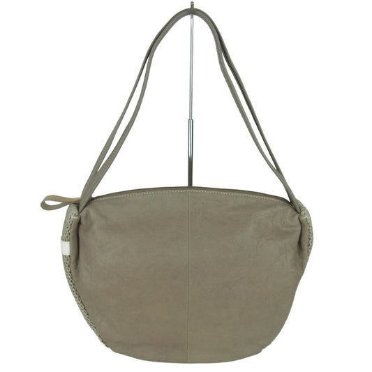 genten ゲンテン 44957-20 ギャランティ付属 アマカ レザー ショルダー バッグ グレイッシュベージュ系【中古】