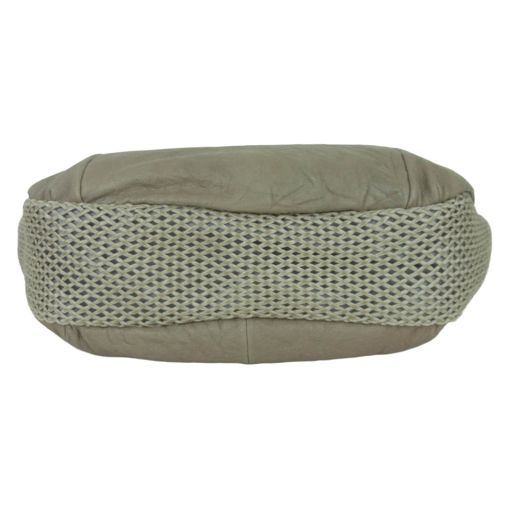 genten ゲンテン 44957-20 ギャランティ付属 アマカ レザー ショルダー バッグ グレイッシュベージュ系【中古】