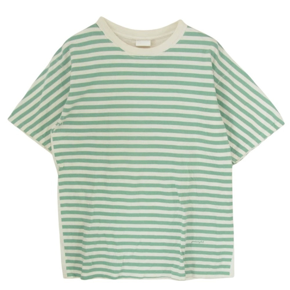 GOODENOUGH グッドイナフ ボーダープリント 半袖 Tシャツ グリーン系 サイズ表記無【中古】