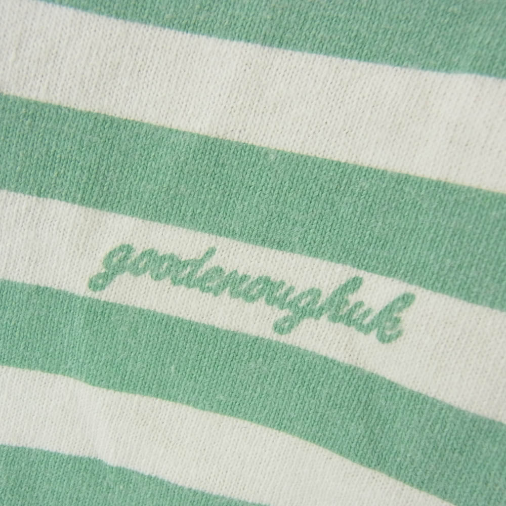 GOODENOUGH グッドイナフ ボーダープリント 半袖 Tシャツ グリーン系 サイズ表記無【中古】