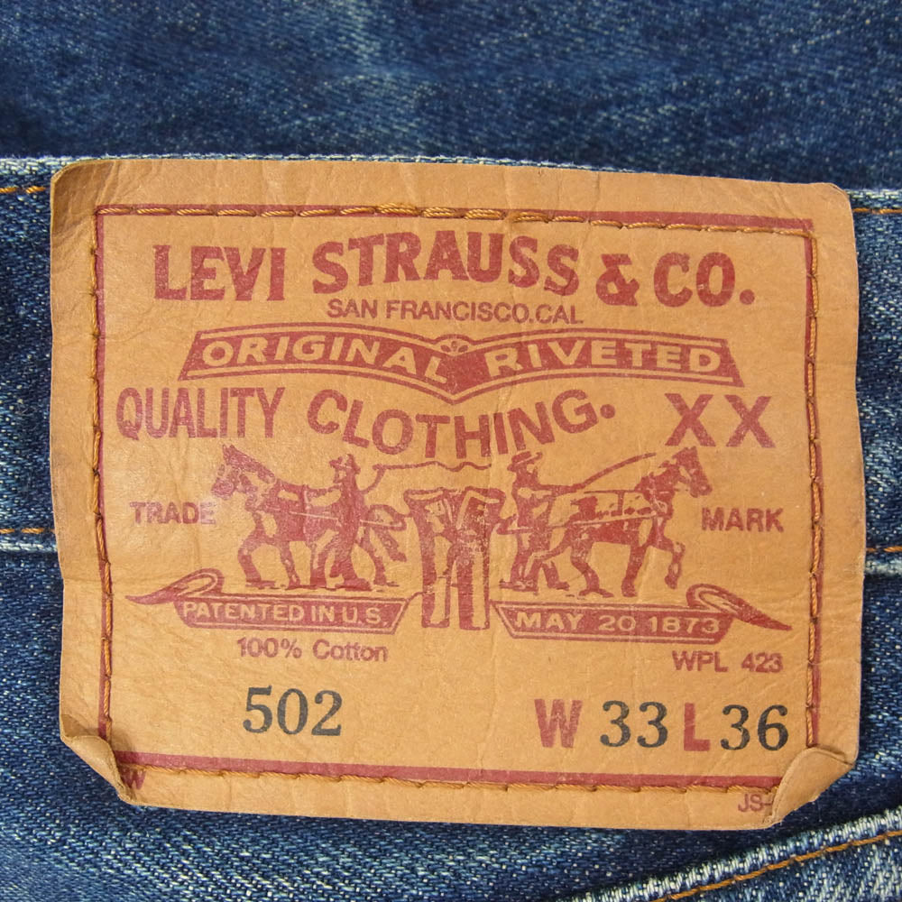 Levi's リーバイス 日本製復刻 ボタン裏J09 502-XX セルビッチ ヴィンテージ加工 デニム パンツ インディゴブルー系 33【中古】