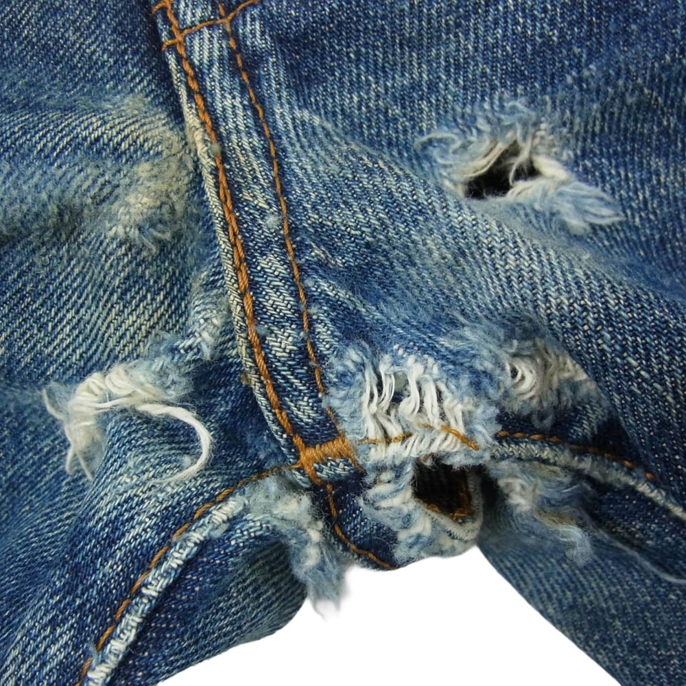 Levi's リーバイス 日本製復刻 ボタン裏J09 502-XX セルビッチ ヴィンテージ加工 デニム パンツ インディゴブルー系 33【中古】