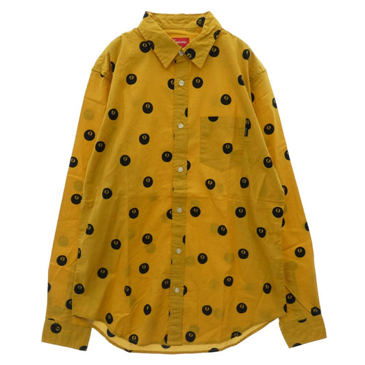 Supreme シュプリーム 12AW 8-Ball Shirt エイトボール 総柄 ボタンダウン 長袖 シャツ イエロー系 M【中古】
