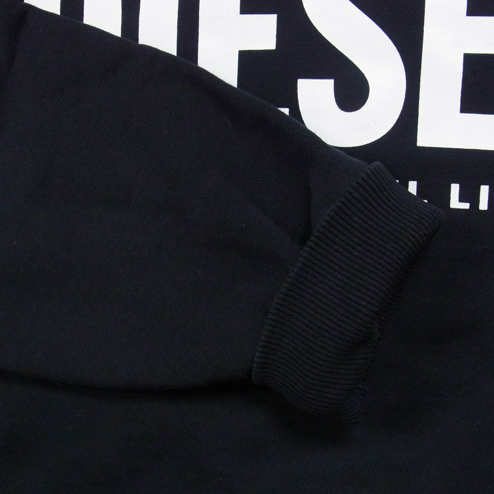 DIESEL ディーゼル ロゴ プリント プルオーバー フーディー パーカー　 ブラック系 S【中古】