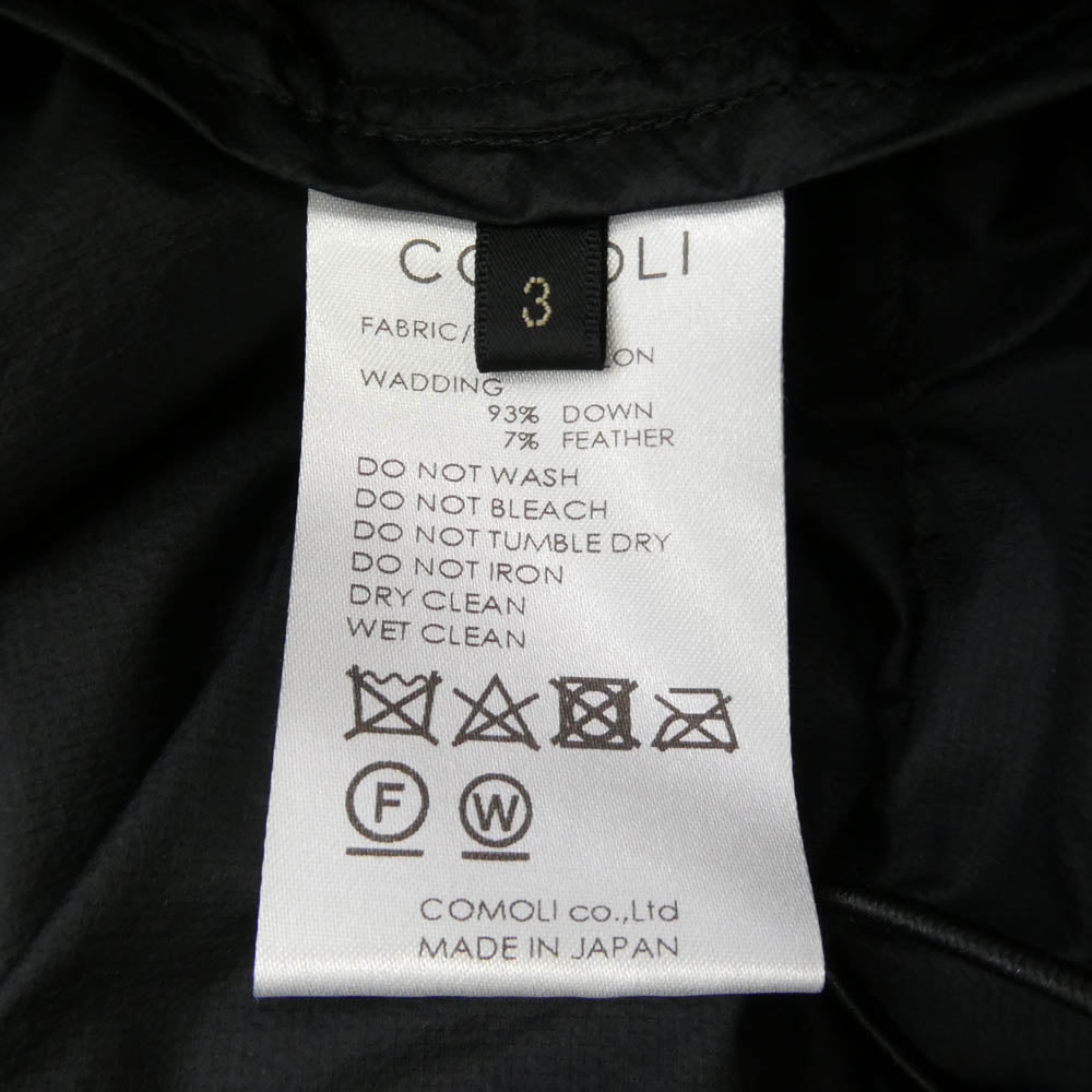 COMOLI コモリ W03-04008 DOWN JACKET ダウン ジャケット ブラック系 3【中古】