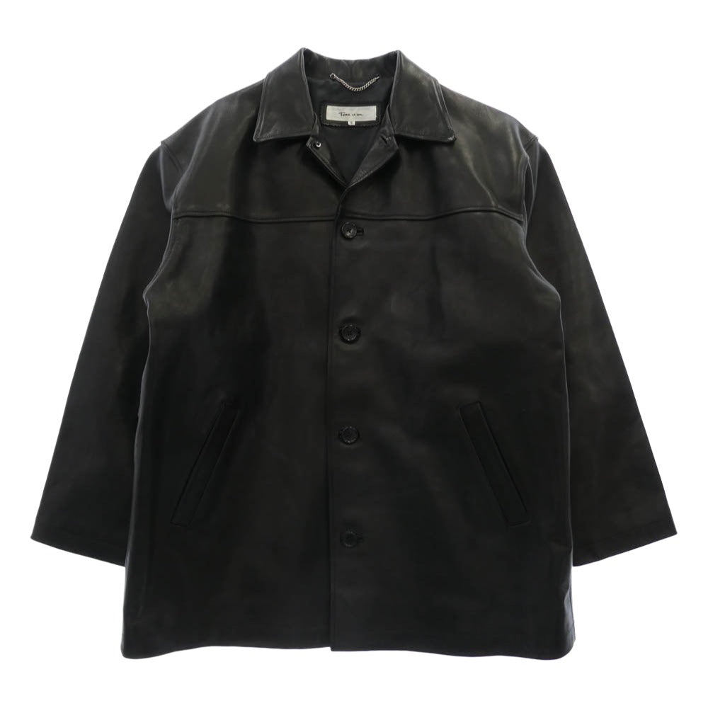 タイムイズオン T230-L980 DAPPER LEATHER COAT ダッパー カウレザー カーコート ジャケット ブラック系 2【中古】