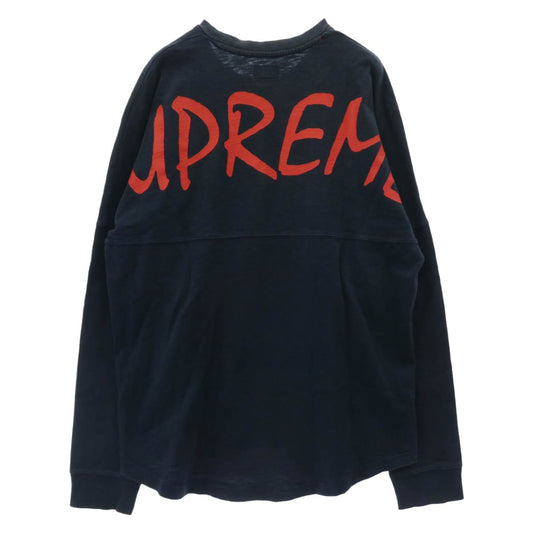 Supreme シュプリーム 14AW Arena Top Tee L/S アリーナトップ 長袖 カットソー バック FTP ロゴ ヘビーウェイト スラブコットン フェード　 ネイビー系 L【中古】