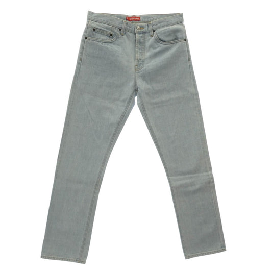 Supreme シュプリーム 19SS stone washed slim jean slim ストーン ウォッシュド スリム ジーンズ ウオシュッド インディゴ デニム パンツ ライトブルー系 32【美品】【中古】
