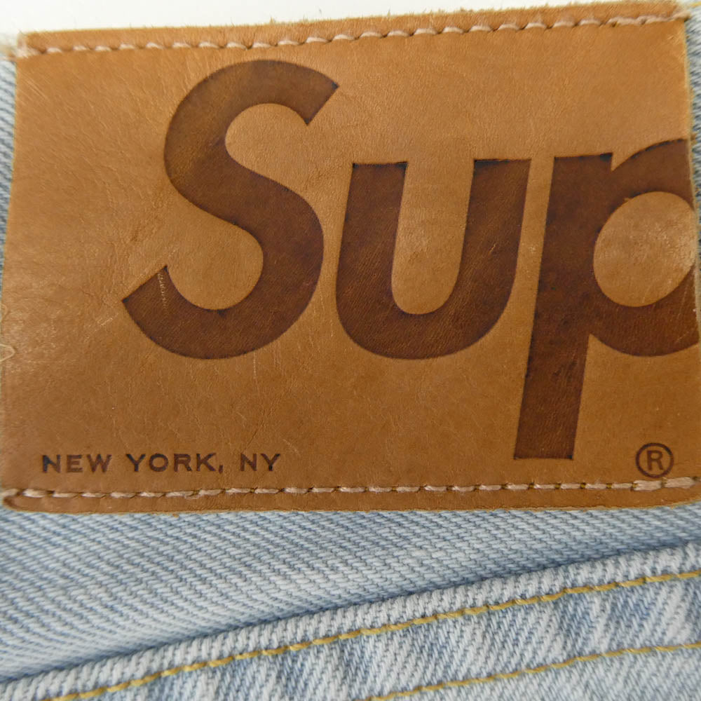 Supreme シュプリーム 19SS stone washed slim jean slim ストーン ウォッシュド スリム ジーンズ ウオシュッド インディゴ デニム パンツ ライトブルー系 32【美品】【中古】