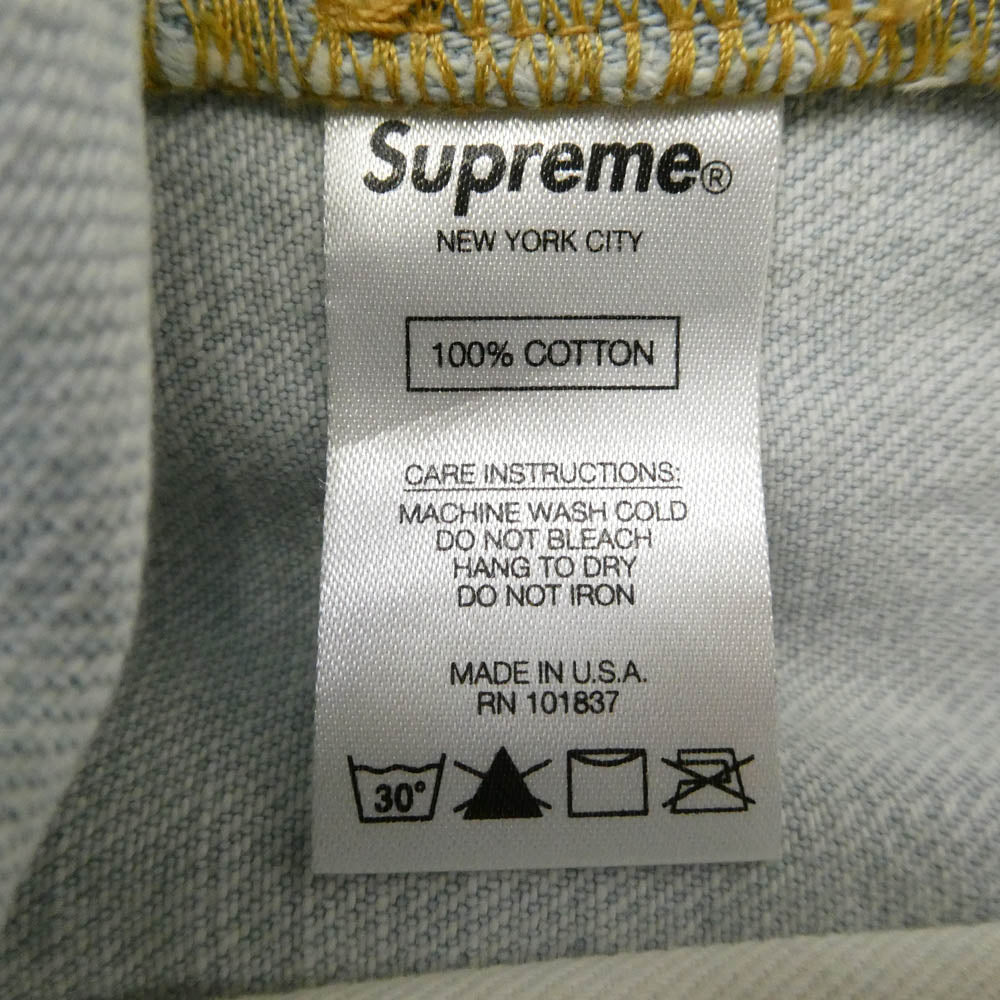Supreme シュプリーム 19SS stone washed slim jean slim ストーン ウォッシュド スリム ジーンズ ウオシュッド インディゴ デニム パンツ ライトブルー系 32【美品】【中古】