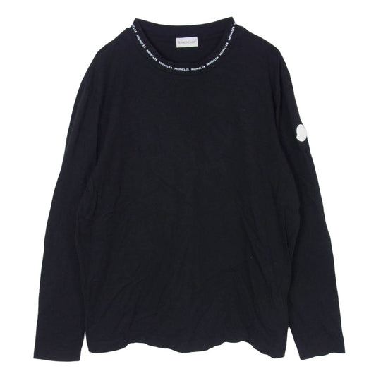 MONCLER モンクレール 22SS H10918D00007 LS TSHIRT ネックロゴ 袖ラバーワッペン 長袖 ロングスリーブ Tシャツ カットソー ロンT ブラック系 M【中古】