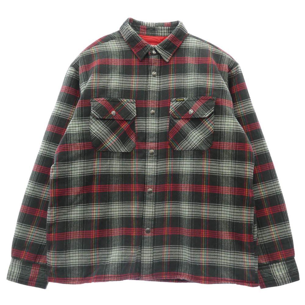 Supreme シュプリーム 26SS Quilted Lined Flannel Snap Shirt Black キルテッド ラインド フランネル スナップ シャツ キルティング ジャケット ブラック系 レッド系 マルチカラー系 L【極上美品】【中古】