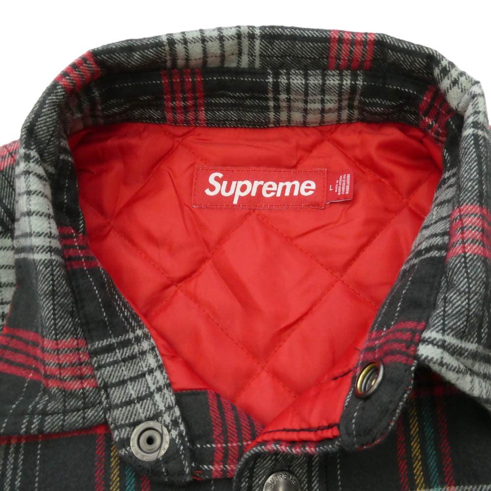 Supreme シュプリーム 26SS Quilted Lined Flannel Snap Shirt Black キルテッド ラインド フランネル スナップ シャツ キルティング ジャケット ブラック系 レッド系 マルチカラー系 L【極上美品】【中古】