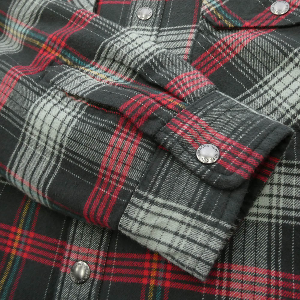 Supreme シュプリーム 26SS Quilted Lined Flannel Snap Shirt Black キルテッド ラインド フランネル スナップ シャツ キルティング ジャケット ブラック系 レッド系 マルチカラー系 L【極上美品】【中古】