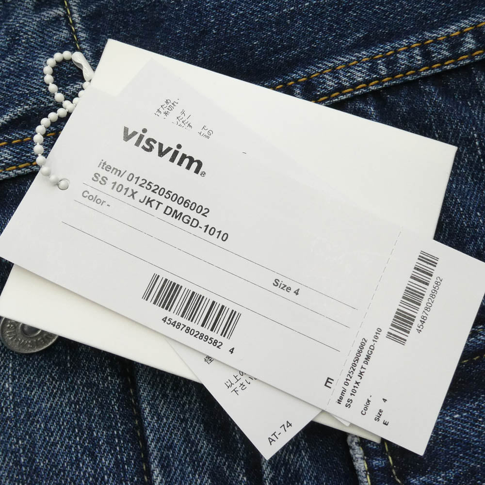 VISVIM ビズビム 0125205006002 SS 101X JKT DMGD-1010 13oz デニム ジャケット インディゴブルー系 4【極上美品】【中古】