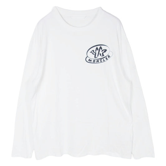 MONCLER モンクレール MC8D000118390T レタリングプリント 袖ロゴワッペン クルーネック 長袖 Ｔシャツ ロンT ホワイト系 XL【中古】