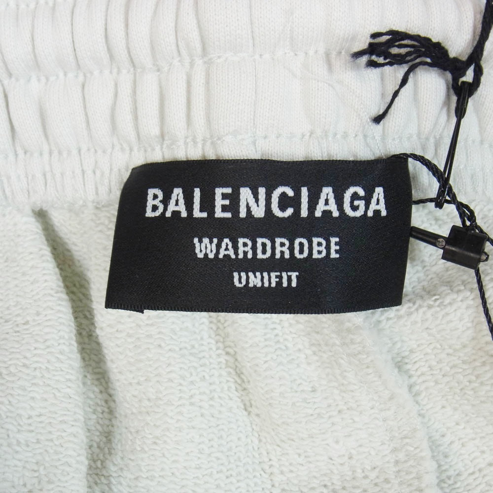 BALENCIAGA バレンシアガ 641608 TKVI9 キャンペーンロゴ刺繍 スウェット ショーツ ハーフ ショート パンツ ホワイト系 XXS【極上美品】【中古】