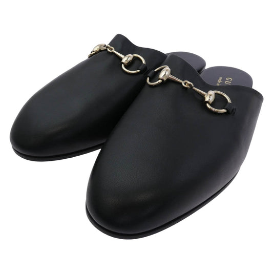 GUCCI グッチ 850140 ホースビット レザー ミュール サンダル スリッパ ブラック系 ゴールド系 7【極上美品】【中古】
