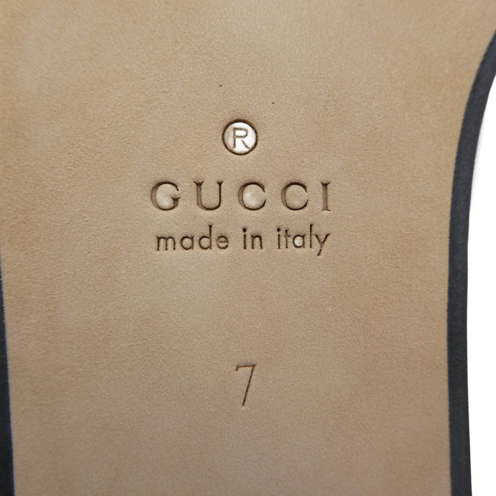 GUCCI グッチ 850140 ホースビット レザー ミュール サンダル スリッパ ブラック系 ゴールド系 7【極上美品】【中古】