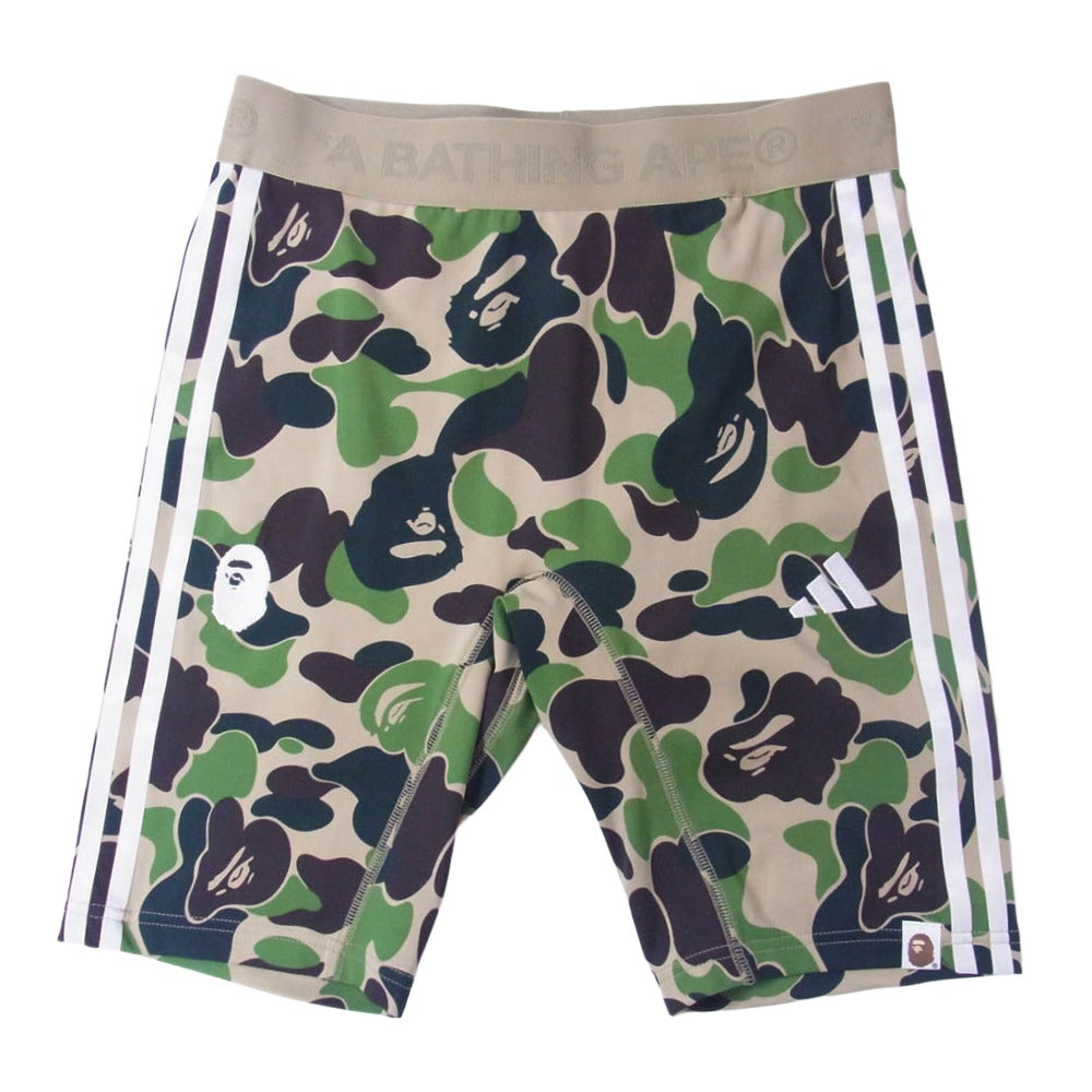 A BATHING APE アベイシングエイプ KB2206 FB タイツ ショーツ ハーフ パンツ カーキ系 S【中古】