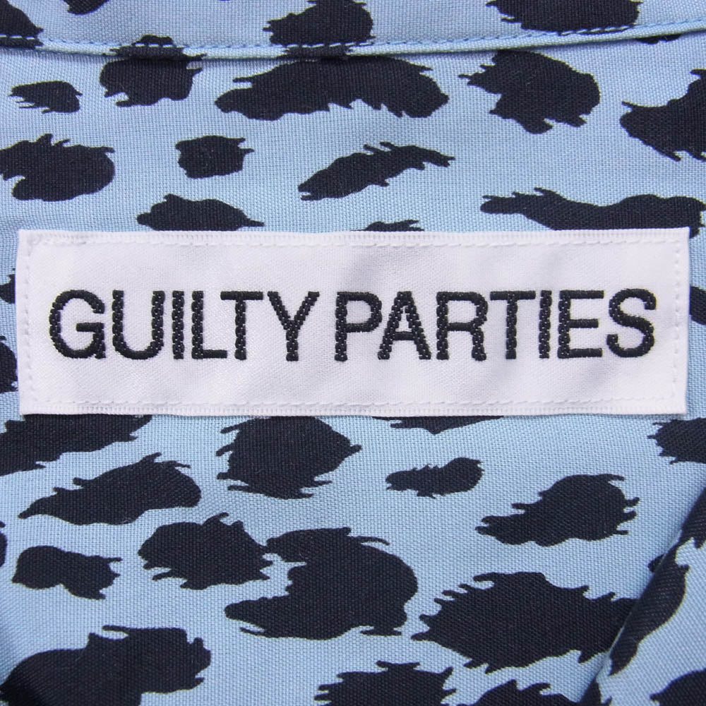 WACKO MARIA ワコマリア 23AW 23FW-WMS-HI07 HAWAIIAN SHIRT L/S -TYPE 4 レオパード総柄 レーヨン 長袖 ハワイアン アロハ 開襟 オープンカラー シャツ ライトブルー系 M【中古】