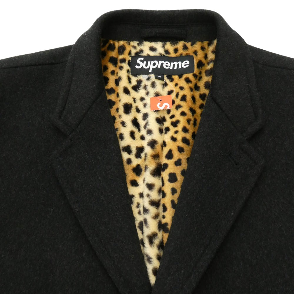 Supreme シュプリーム 17AW Loro Piana Wool Overcoat ウール チェスター オーバーコート 裏地レオパード ブラック系 マルチカラー系 M【中古】