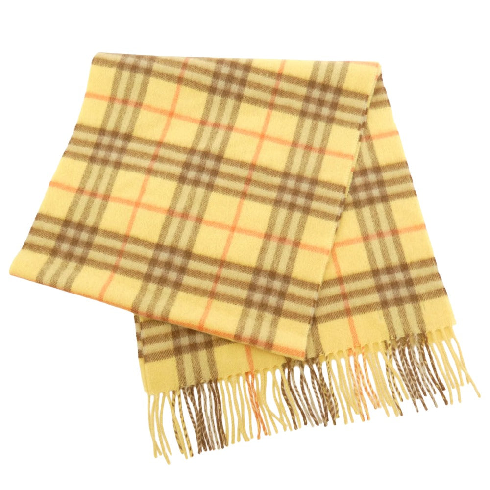 BURBERRY バーバリー BURBERRYS cashmere カシミア チェック マフラー イエロー系 ブラウン系【中古】