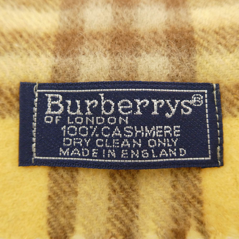 BURBERRY バーバリー BURBERRYS cashmere カシミア チェック マフラー イエロー系 ブラウン系【中古】