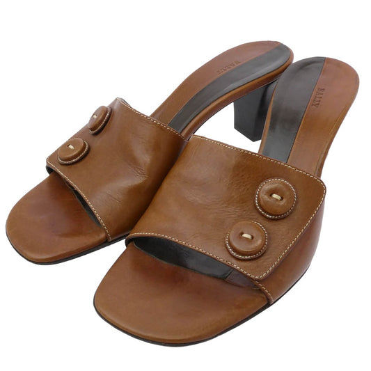 BALLY バリー レザー ヒール サンダル ブラウン系 EU35【中古】