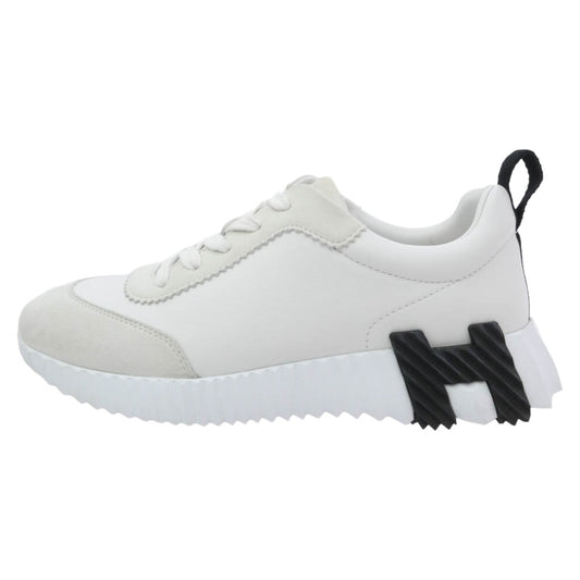 HERMES エルメス バウンシング レザー スエード スニーカー ホワイト系 ブラック系 35【中古】