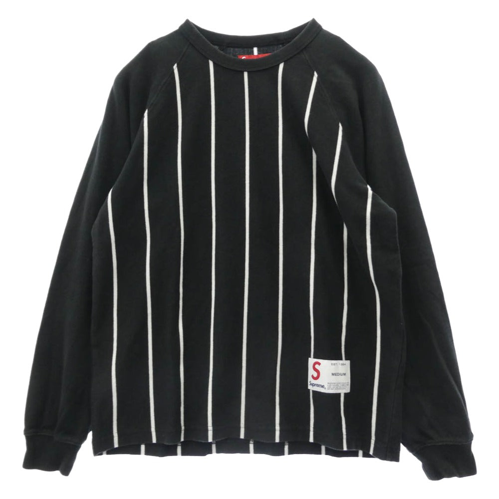 Supreme シュプリーム 24AW Stripe Raglan L/S Top ストライプ ラグラン ロングスリーブ トップ 長袖 カットソー ブラック系 M【中古】