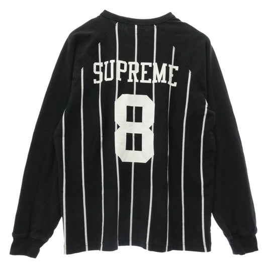Supreme シュプリーム 24AW Stripe Raglan L/S Top ストライプ ラグラン ロングスリーブ トップ 長袖 カットソー ブラック系 M【中古】