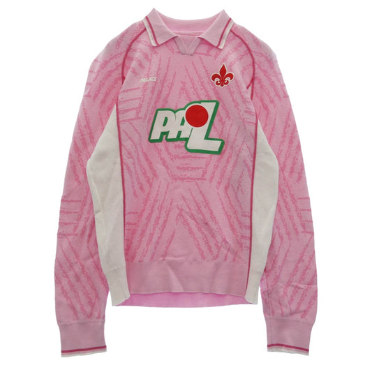 PALACE パレス 26SS Viola Knit ヴィオラ 長袖 ポロ ニット ピンク系 ホワイト系 M【中古】